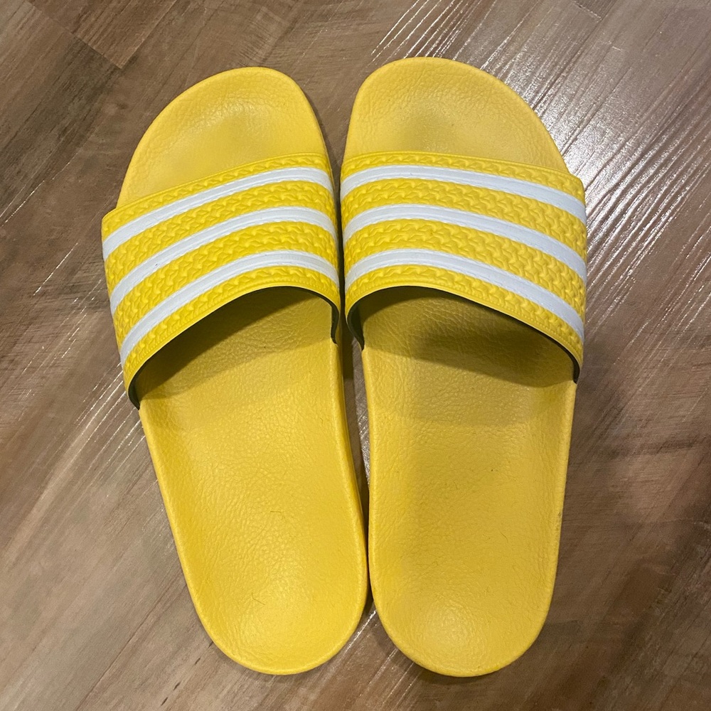 Yellow Adidas Slides